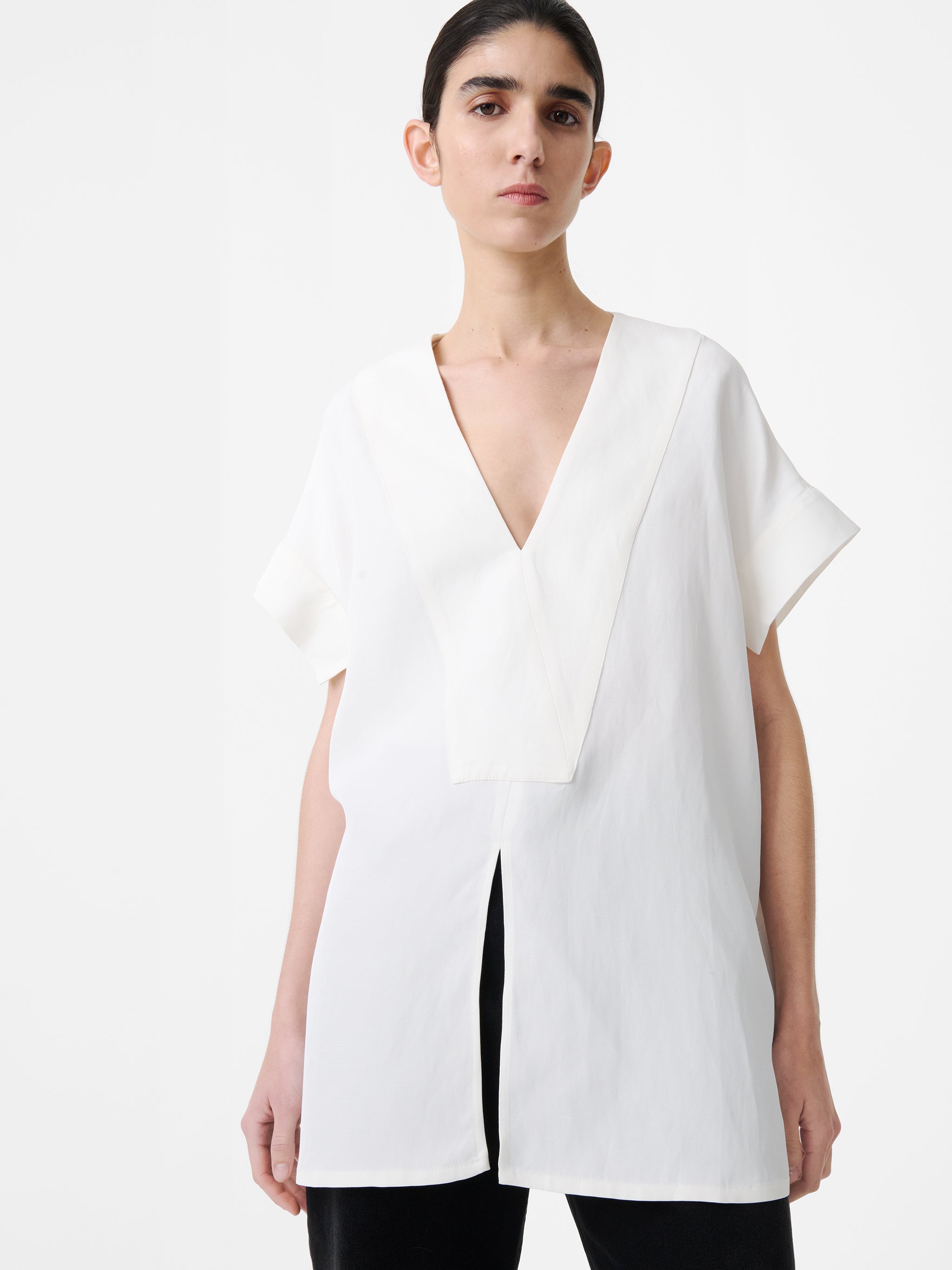 Circe Linen Top in Parchment