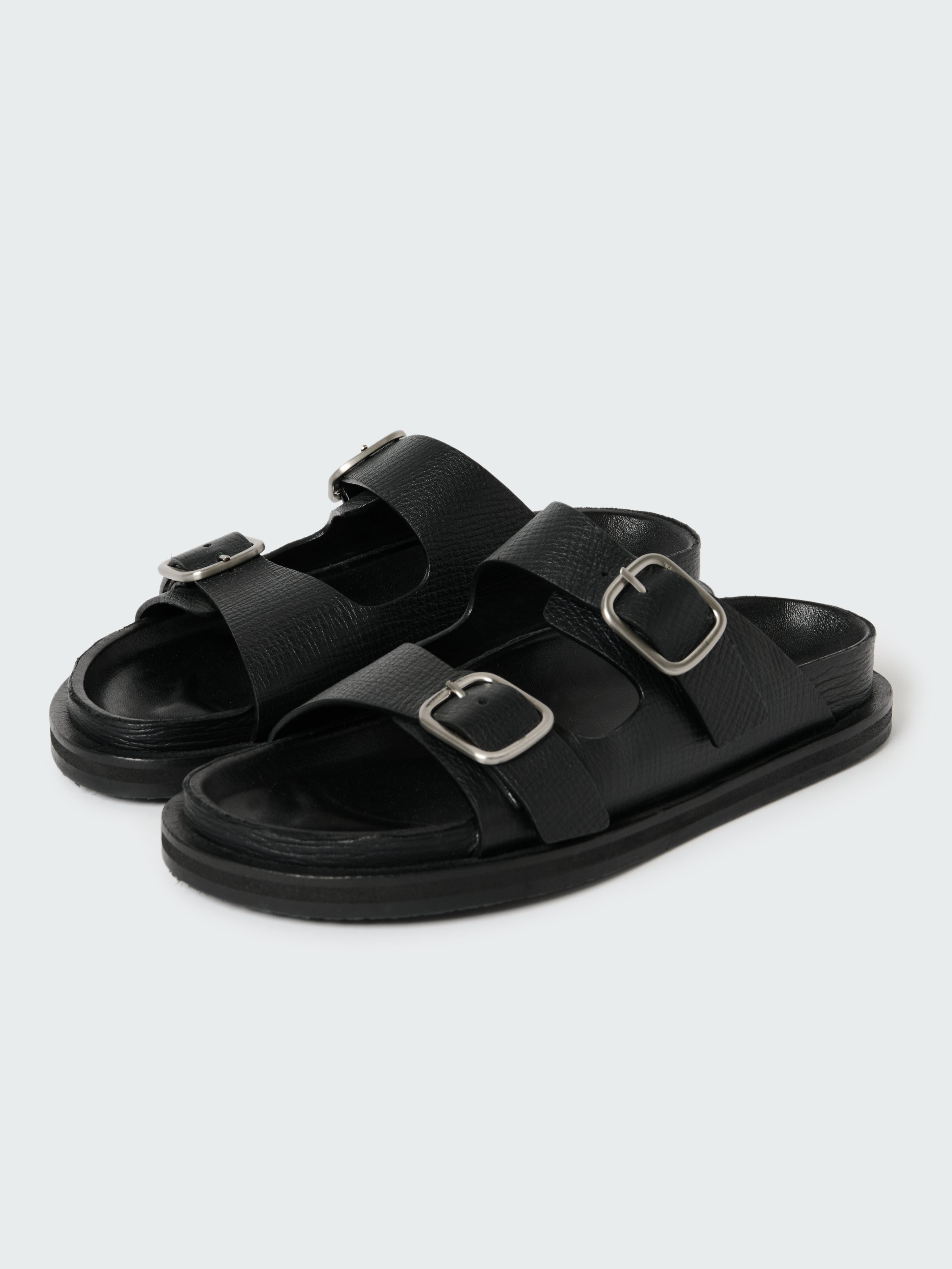 Denver Leather Sandal in Black
