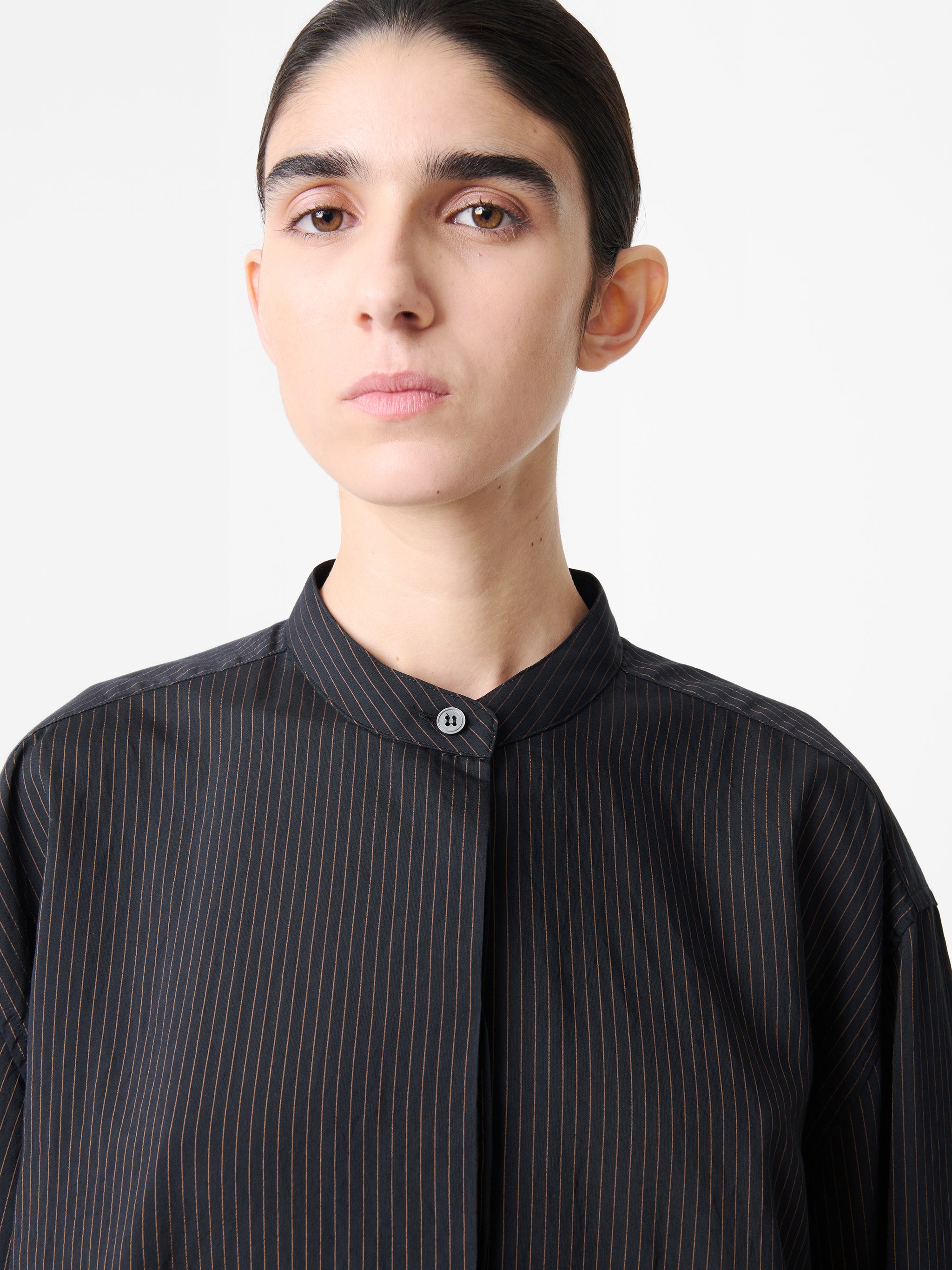 Faber Stripe Shirt in Darkest Navy / Almond