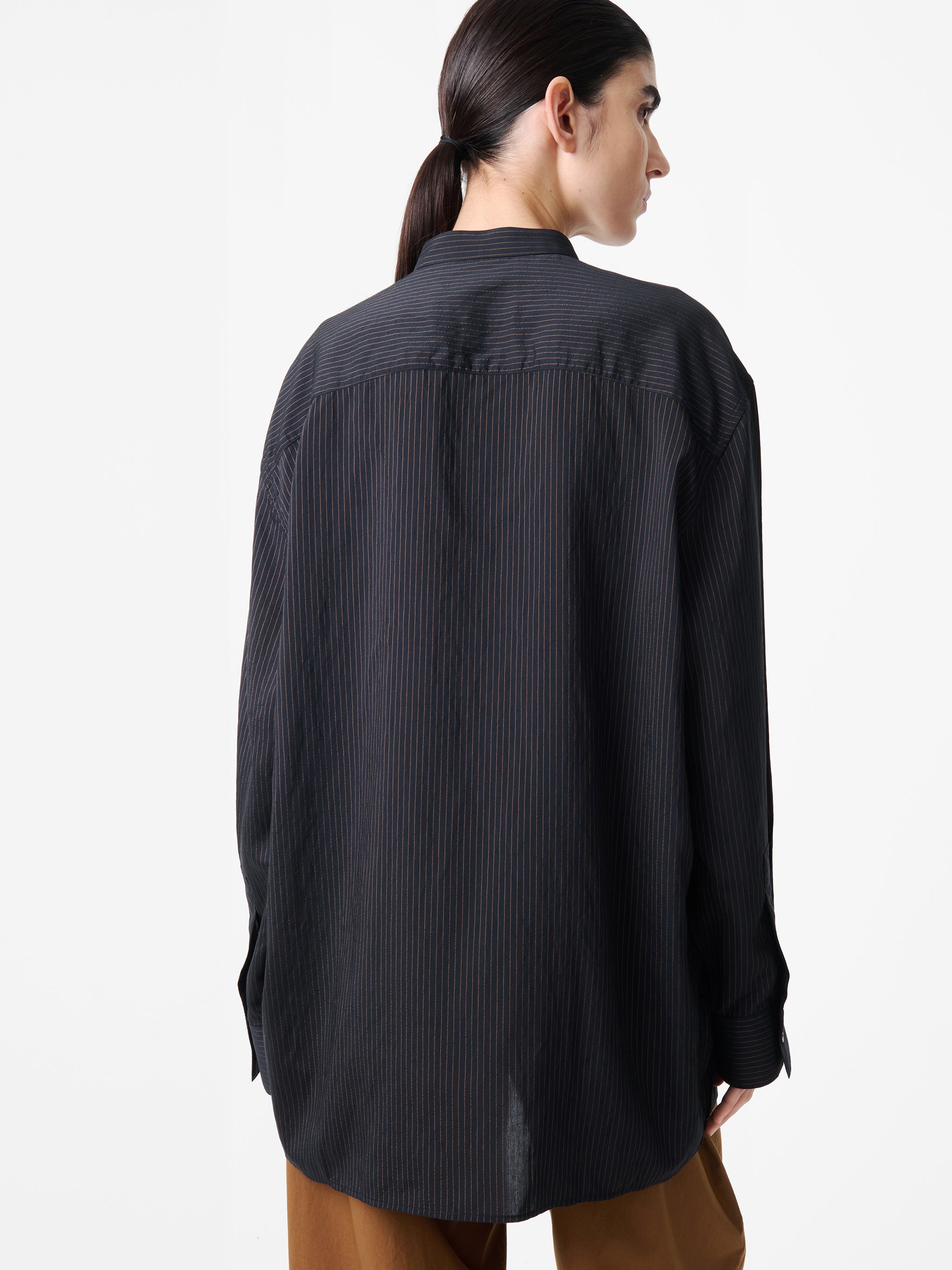 Faber Stripe Shirt in Darkest Navy / Almond