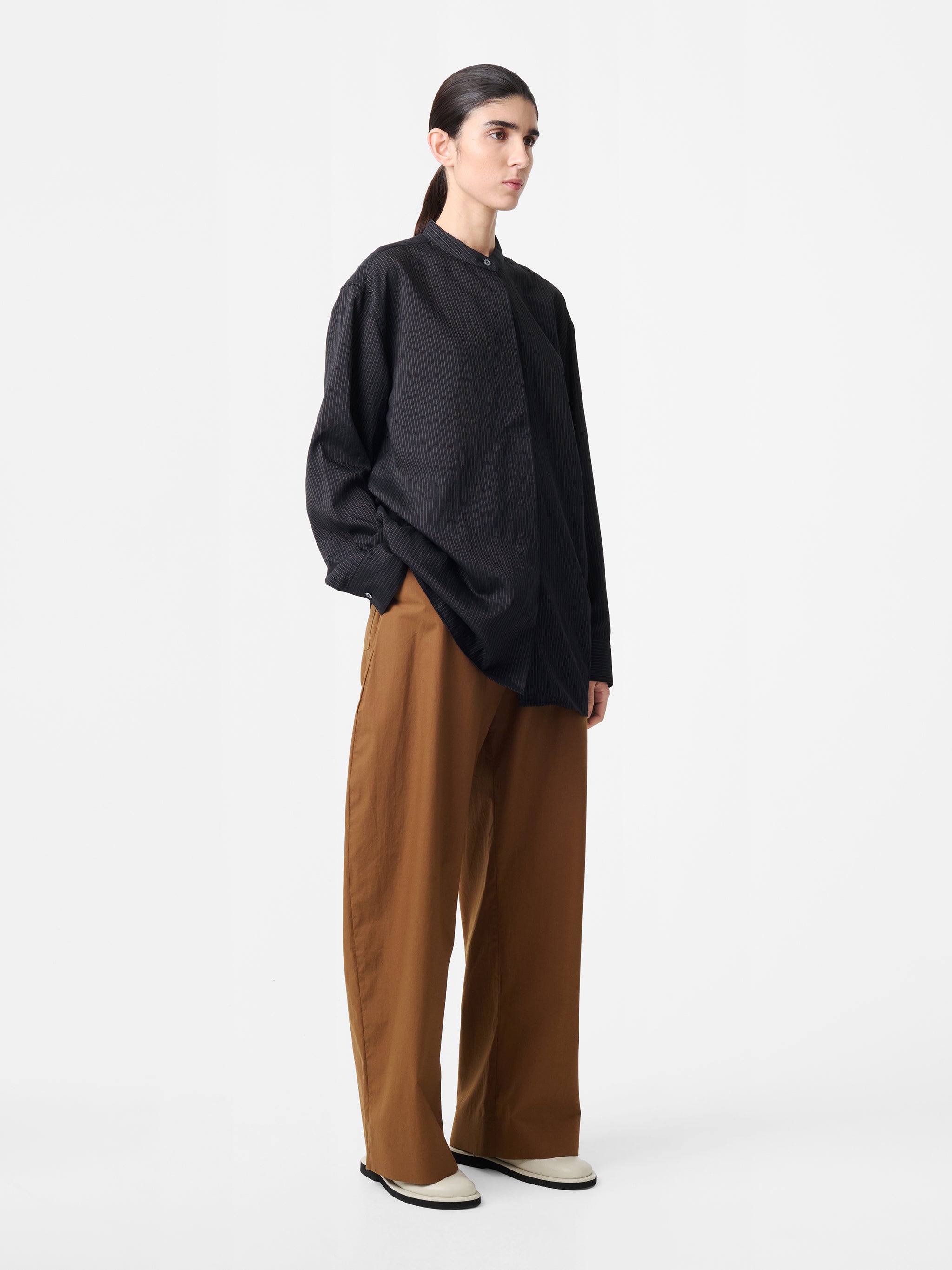 Faber Stripe Shirt in Darkest Navy / Almond