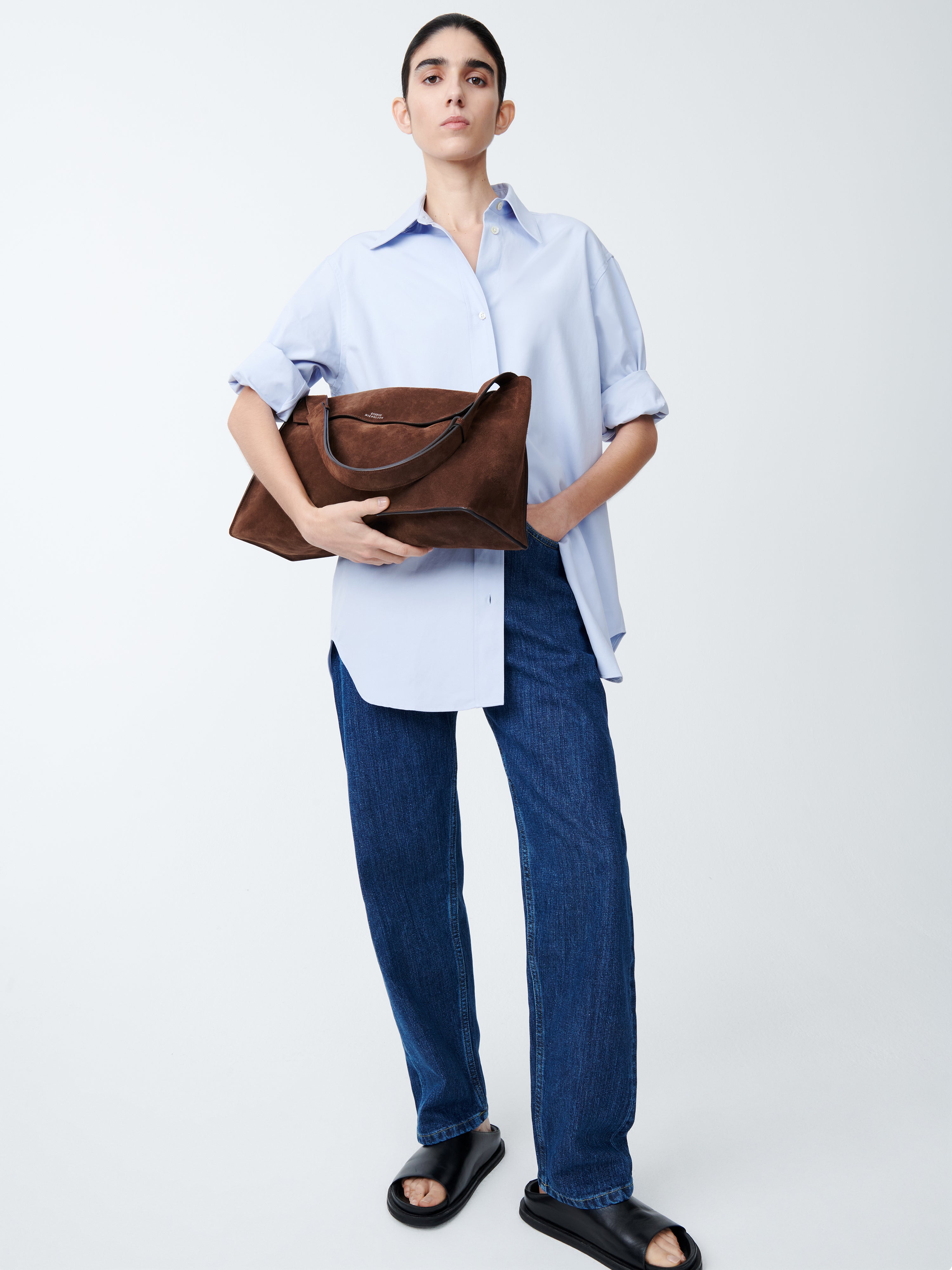 Shiboru Suede Bag in Cocoa