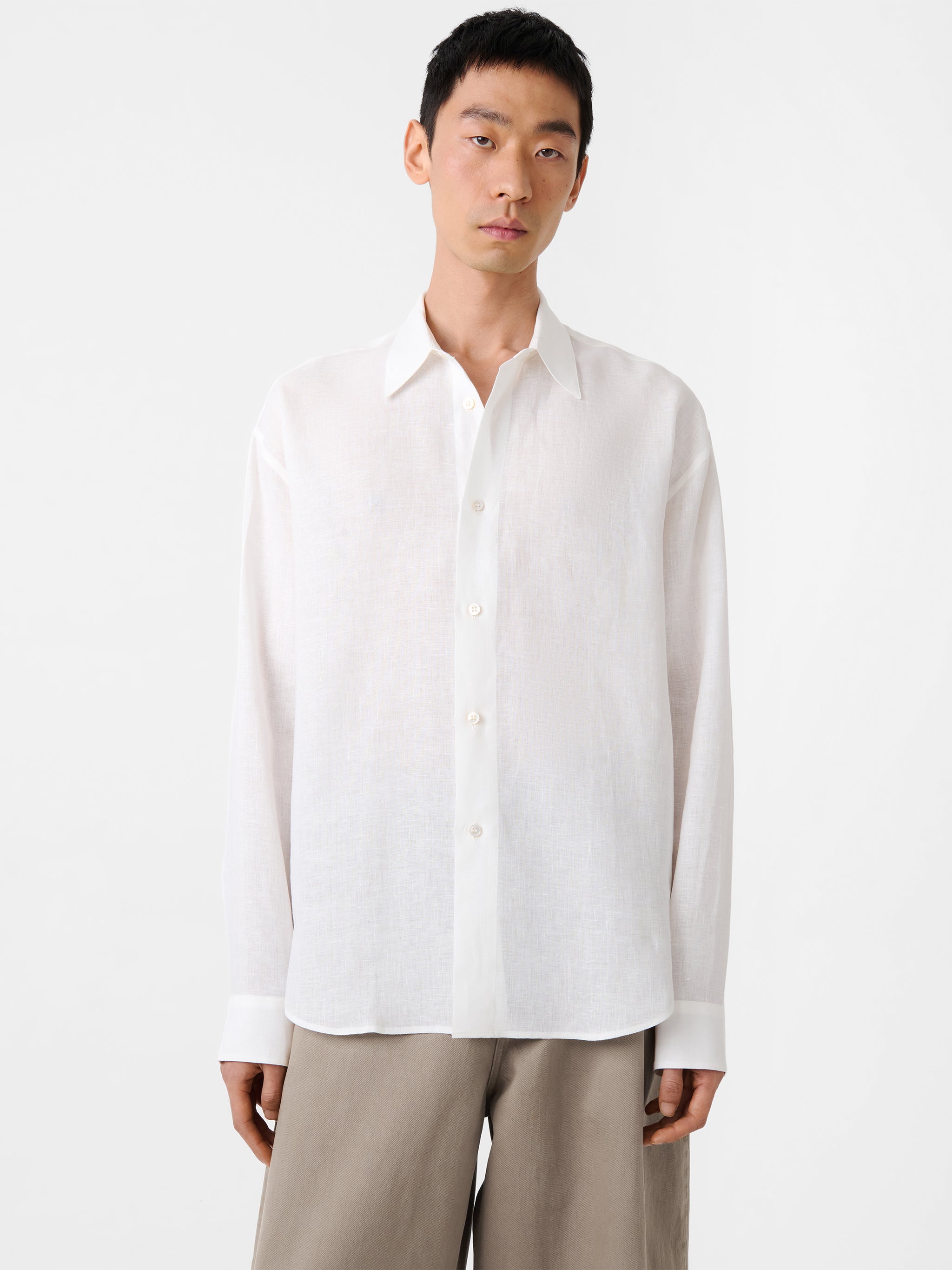 Rafe Linen Shirt in Milk