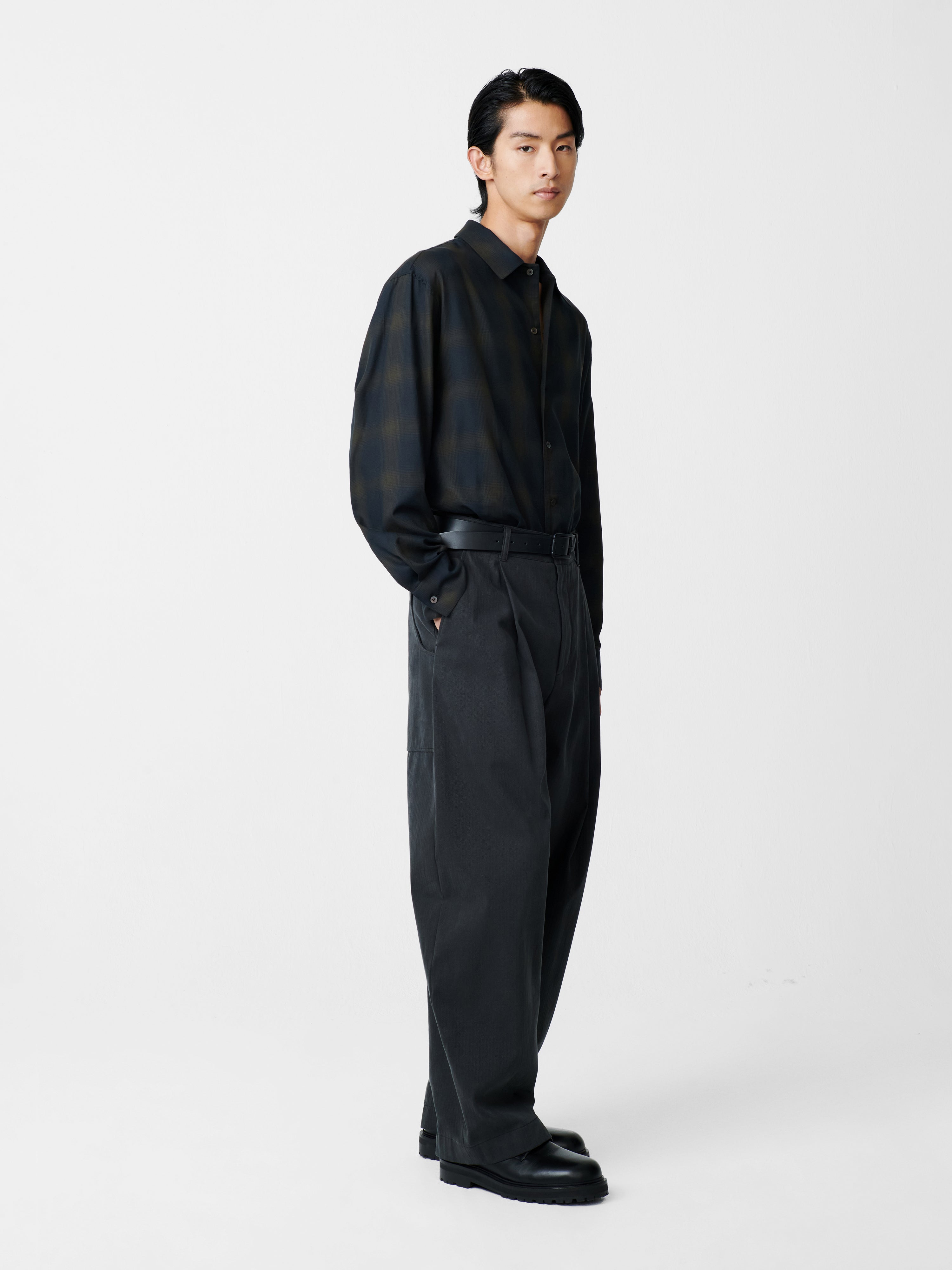 Ray Shirt in Black / Chocolate Brown Check