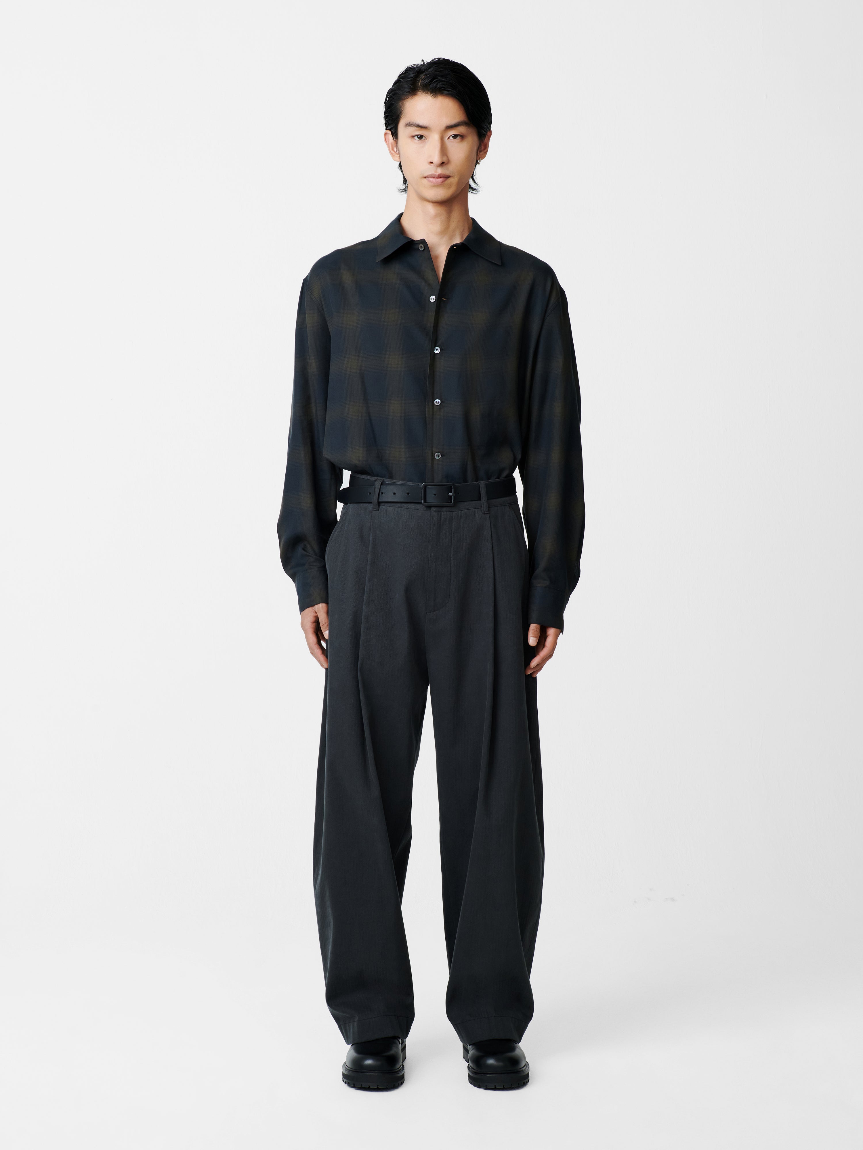Ray Shirt in Black / Chocolate Brown Check