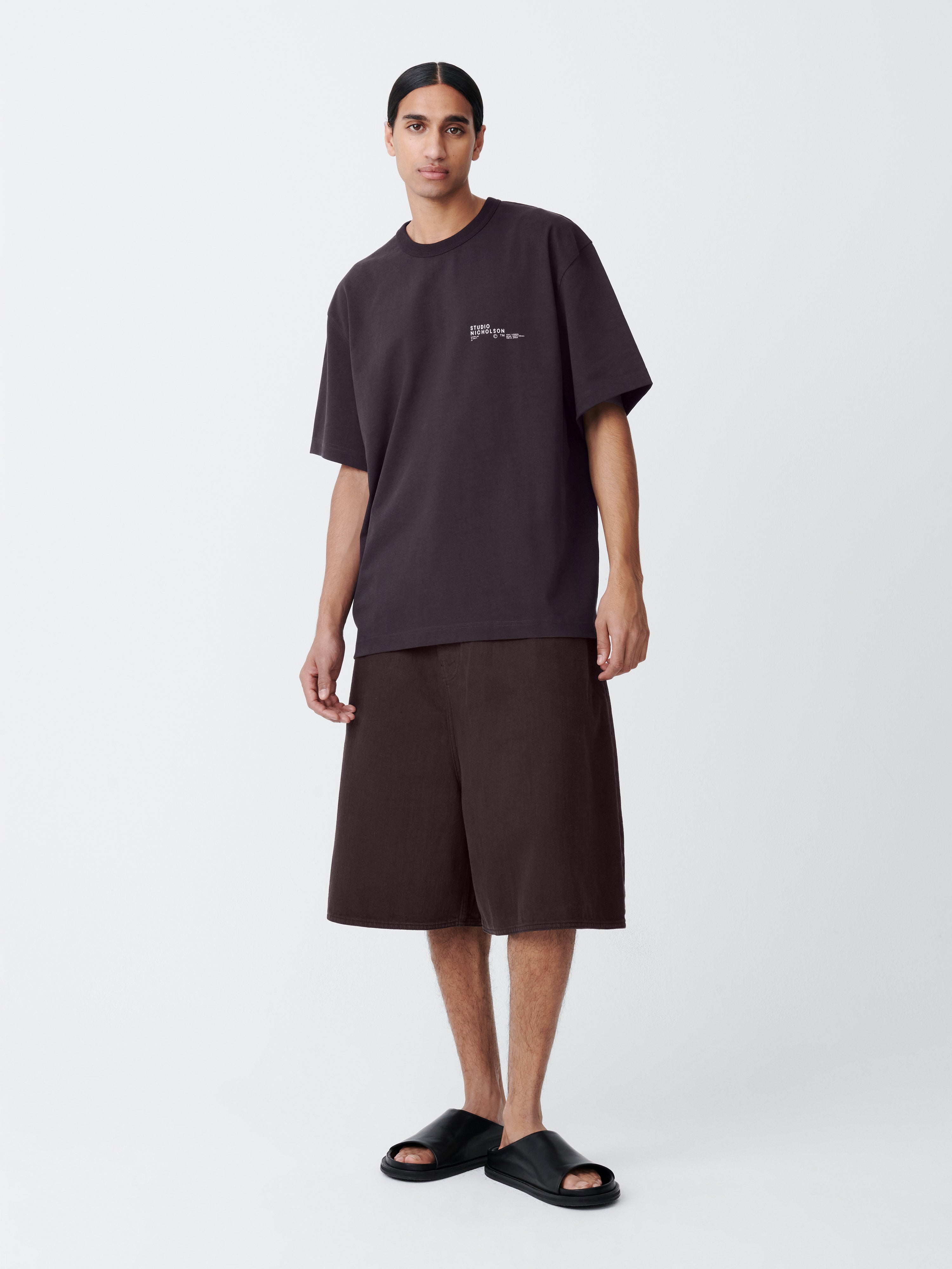 Reverse Denim Short in Black Grape