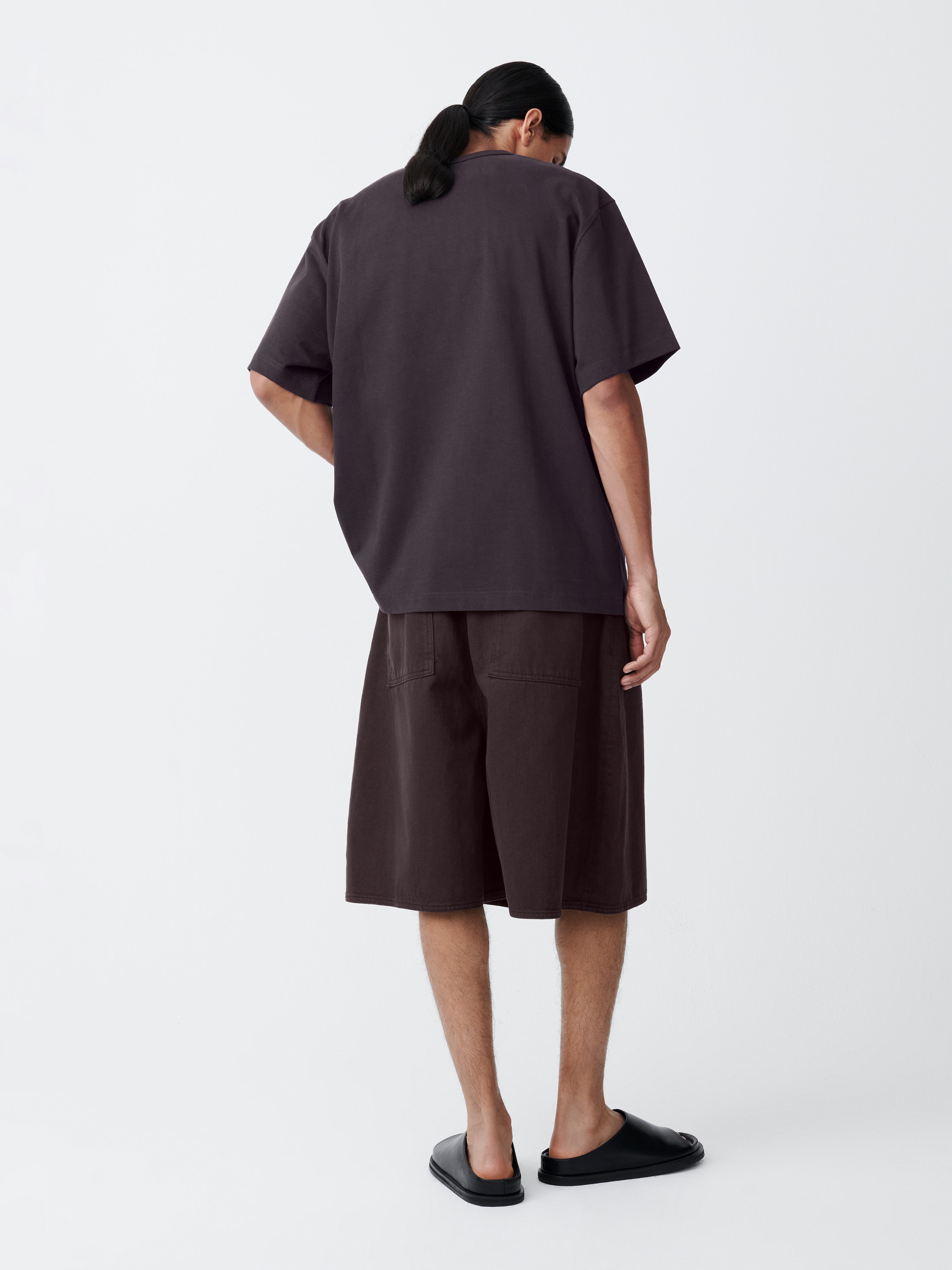 Reverse Denim Short in Black Grape