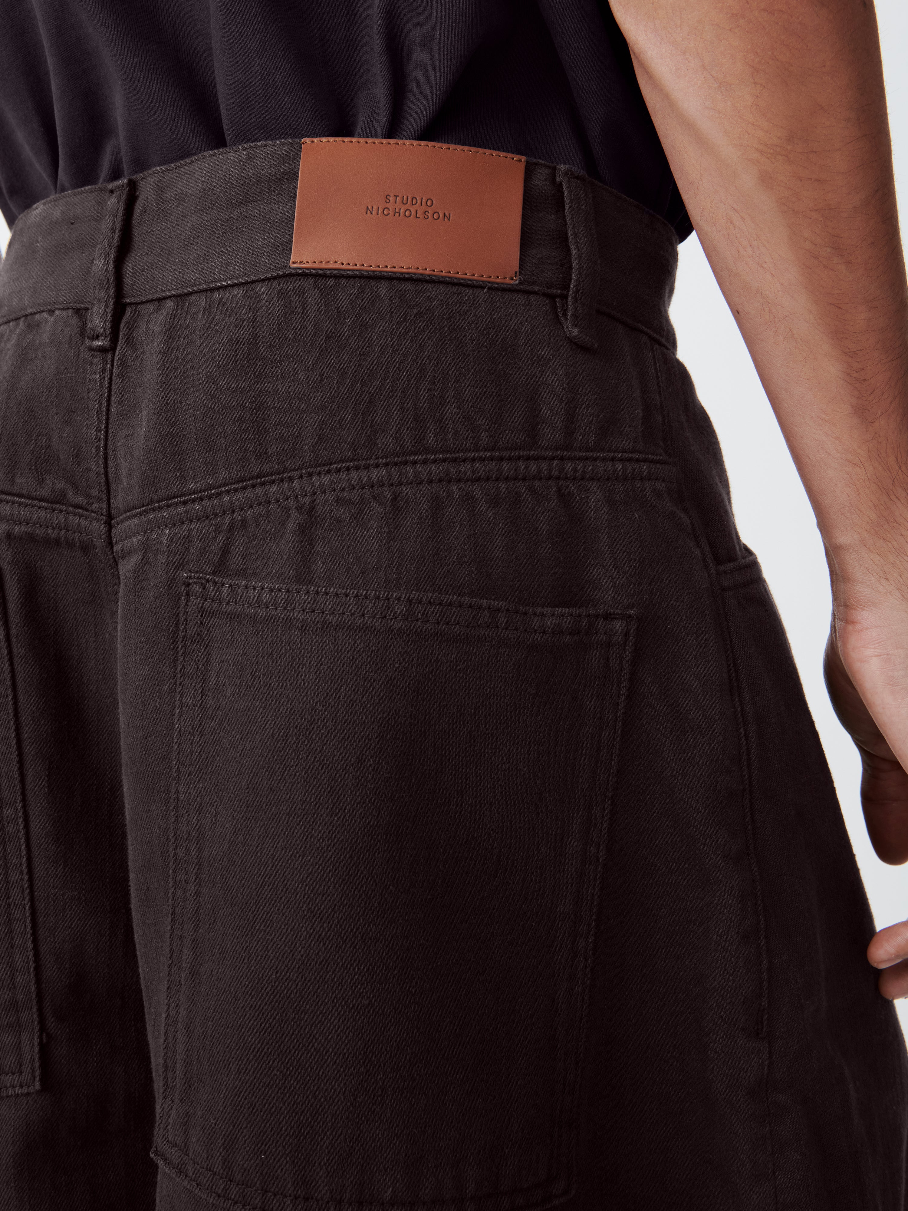 Reverse Denim Short in Black Grape