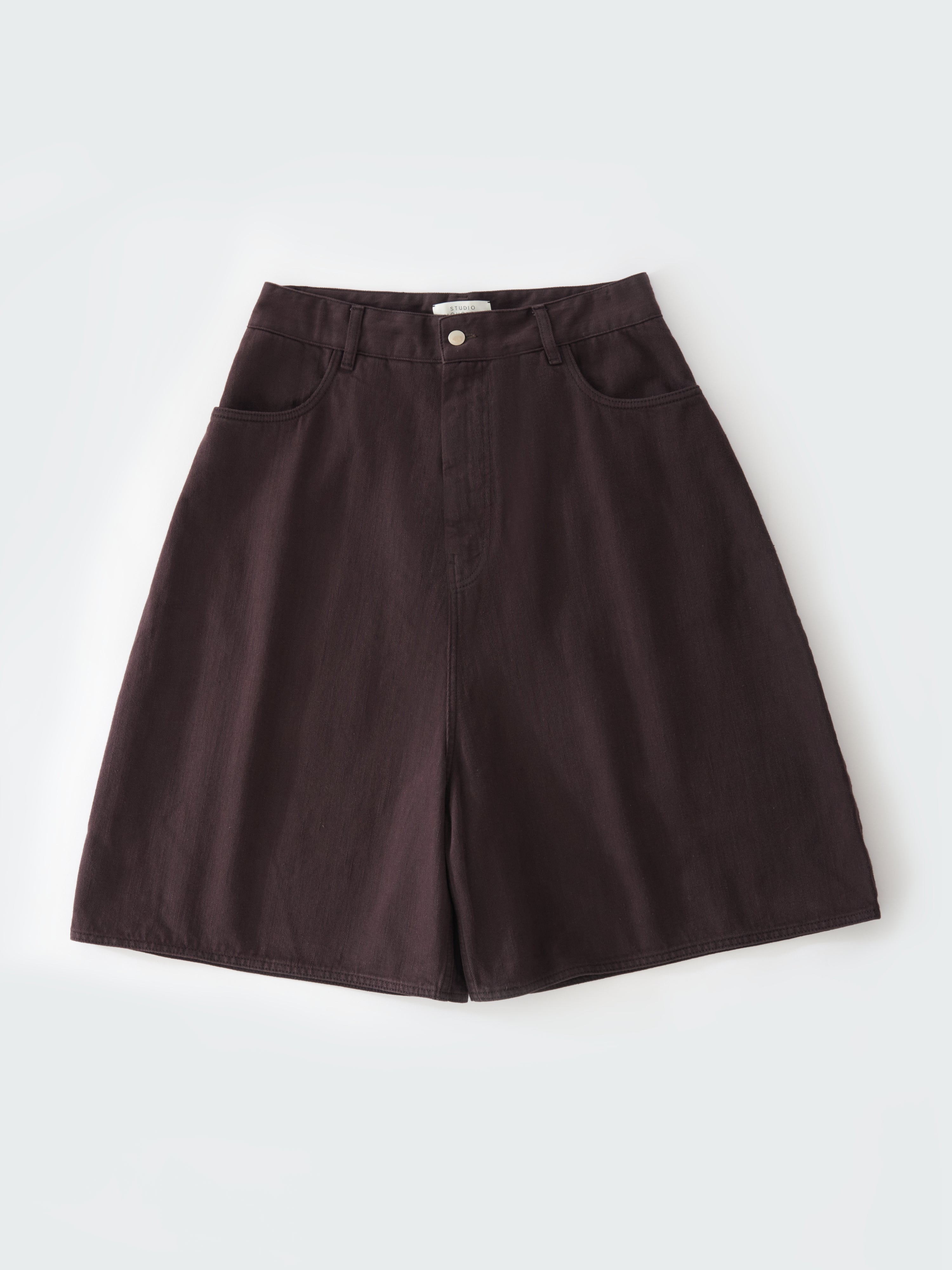 Reverse Denim Short in Black Grape