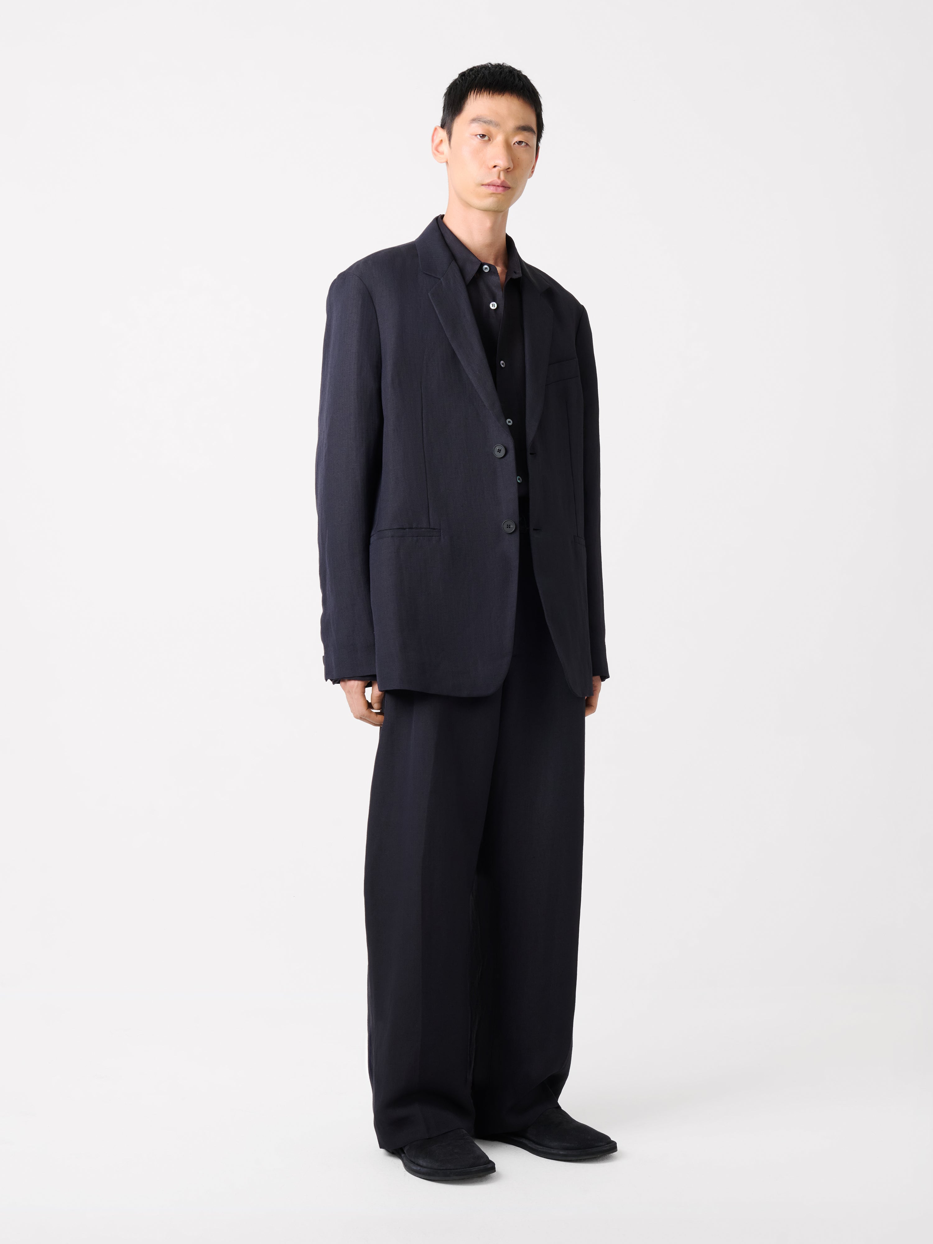 Roversi Linen Jacket in Darkest Navy