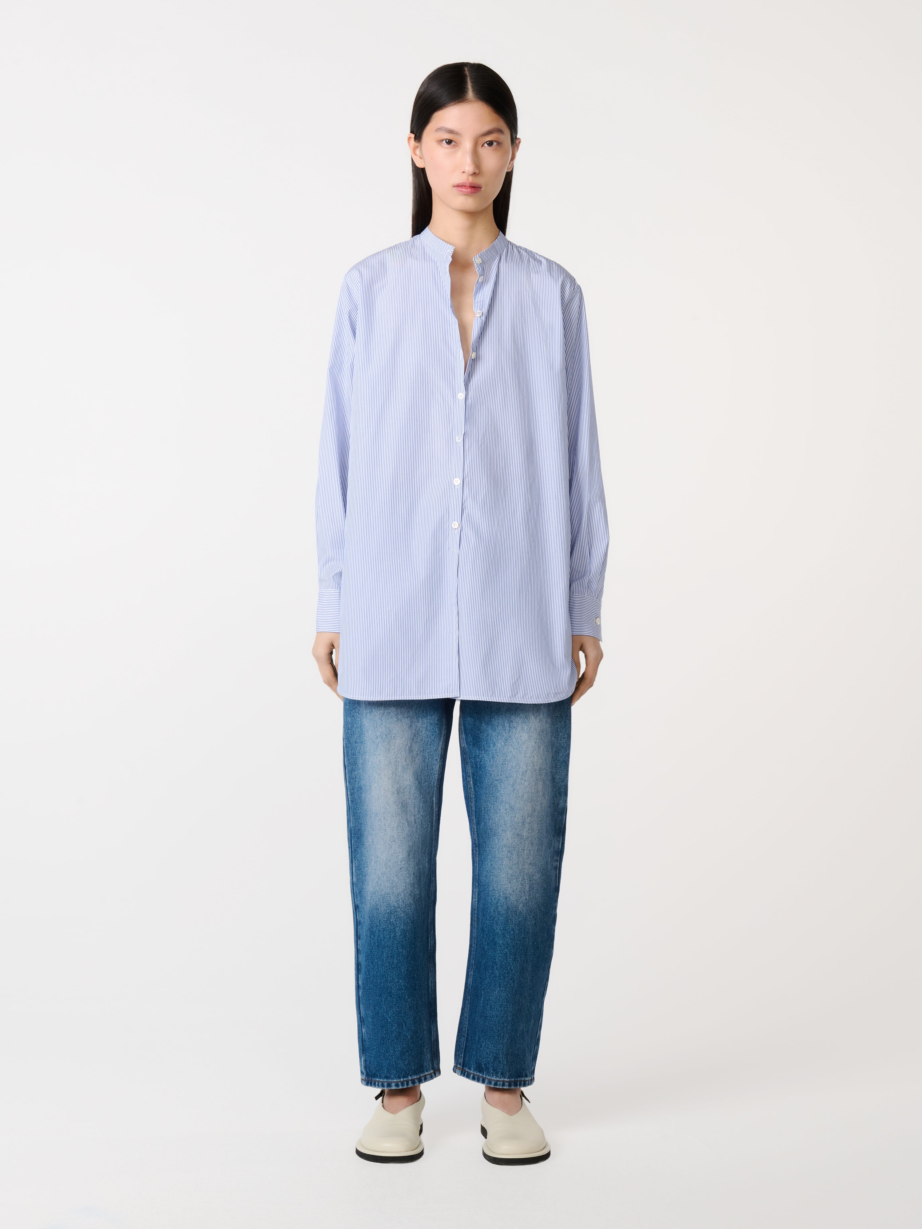 Cici Banker Stripe Shirt in Blue / White